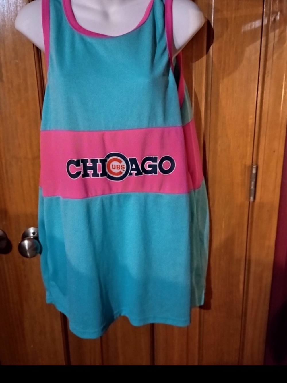 Chicago Cubs Colorblock Tank Top Dress in Turquoise and Pink